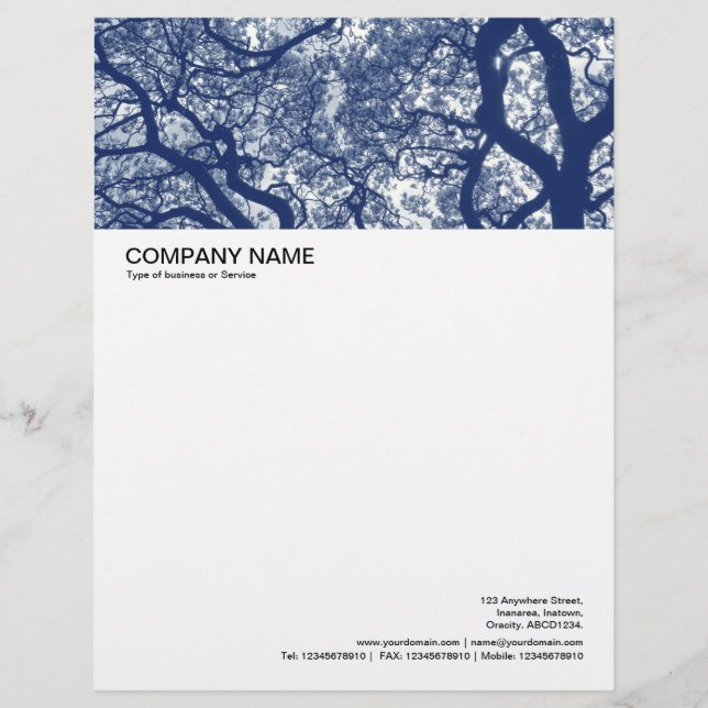 Large Picture Header - Magnolia Tree - Cyanotype Letterhead Template (Front)