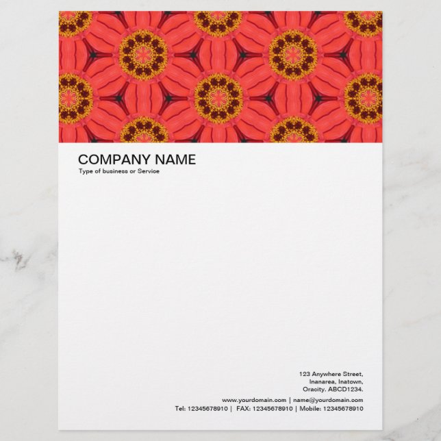 Large Picture Header - Red Geometric Flowers Custom Letterhead (Front)