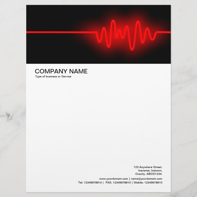 Large Picture Header - Sound Wave - Red Personalized Letterhead (Front)