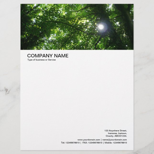 Large Picture Header - Sun Shining Through Trees Custom Letterhead (Front)