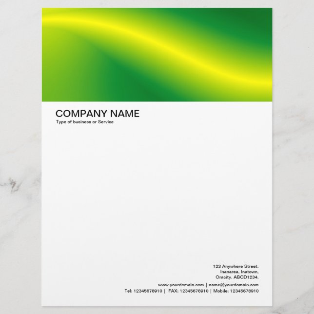 Large Picture Header - Yellow Wave Personalized Letterhead (Front)
