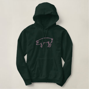 Large Pig Outline Embroidered Hoodie