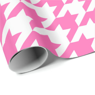 Large Pink and White Houndstooth Wrapping Paper