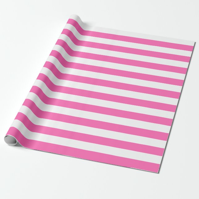 Large Pink and White Stripes Wrapping Paper (Unrolled)