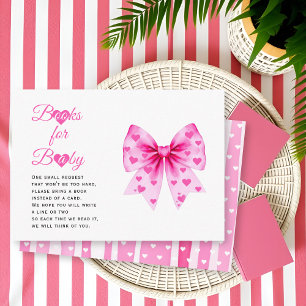 Large pink bow Sweetheart books for baby shower E Enclosure Card