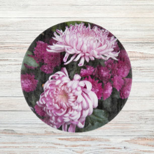 Large Pink Chrysanthemums Floral Cutting Board