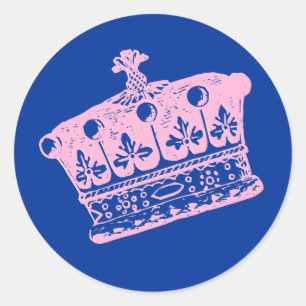 Large Pink Crown or Tiara Classic Round Sticker
