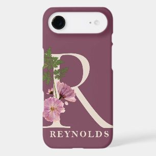 Large Pink Floral Monogram R Name Personalisation