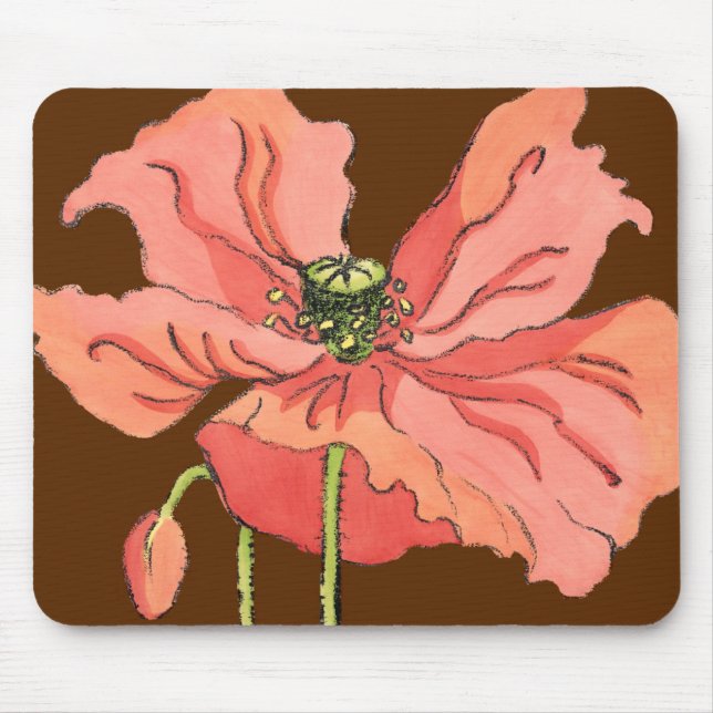 Large Pink Flower with Deep Red Background Mouse Mat (Front)