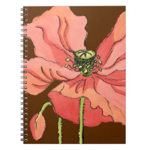Large Pink Flower with Deep Red Background Notebook