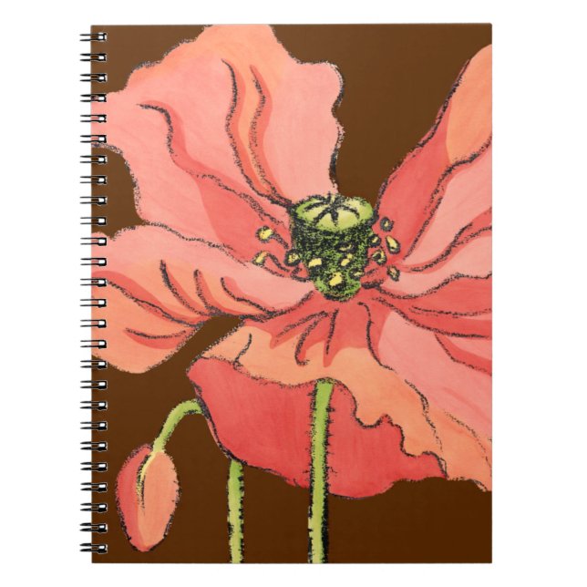 Large Pink Flower with Deep Red Background Notebook (Front)