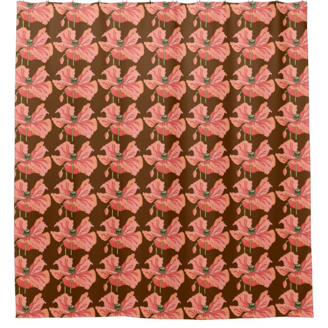Large Pink Flower with Deep Red Background Shower Curtain (Front)