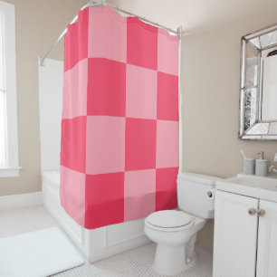 Large Pink Fuchsia Checkers Shower Curtain