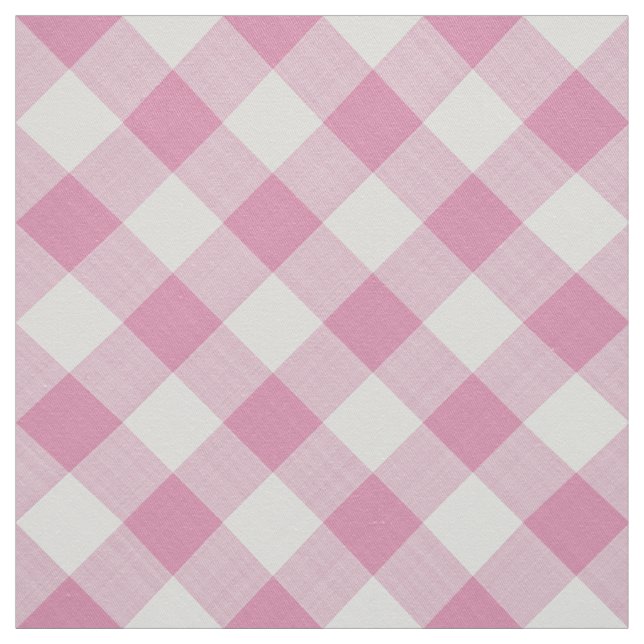 Large Pink Gingham Checks Pattern Geometric Fabric (Swatch)
