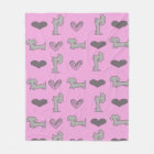 Large Pink Hearts & Doxies Blanket