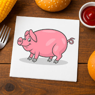 Large Pink Pig Napkin