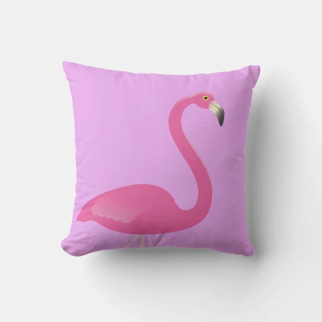 Large Pink & Purple Flamingo Outdoor Pillow (Front)