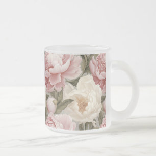 Large Pink White Peonies Designer Print Mug
