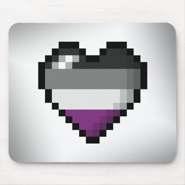 Large Pixel Heart Design in Asexual Pride Flag  Mouse Mat (Front)