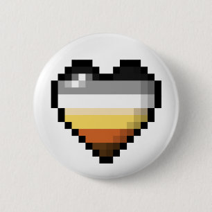 Large Pixel Heart Design in Gay Bear Pride Flag  6 Cm Round Badge