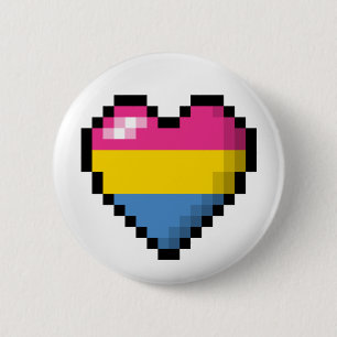 Large Pixel Heart Design in Pansexual Pride Flag 6 Cm Round Badge