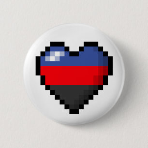 Large Pixel Heart Design in Polyamory Pride Flag 6 Cm Round Badge
