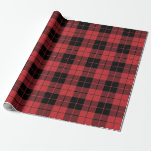 Large Plaid Pattern Dark Red and Black Wrapping Paper