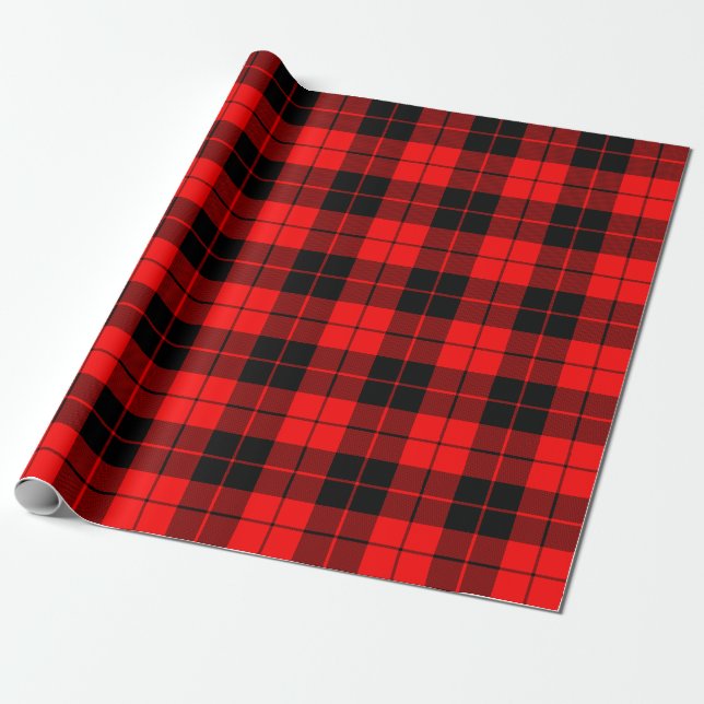 Large Plaid Pattern Red and Black Wrapping Paper (Unrolled)