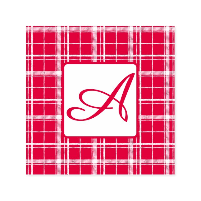Large Plaid Self Inking Initial Stamp (Design)