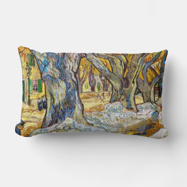 Large Plane Trees by Vincent Van Gogh Lumbar Cushion (Front)