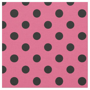 Large Polka Dots - Black on Dark Pink Fabric