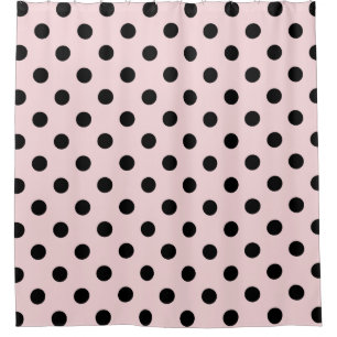 Large Polka Dots - Black on Pale Pink Shower Curtain