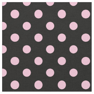 Large Polka Dots - Cotton Candy on Black Fabric