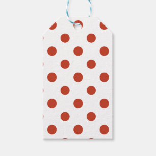 Large Polka Dots - Dark Pastel Red on White Gift Tags