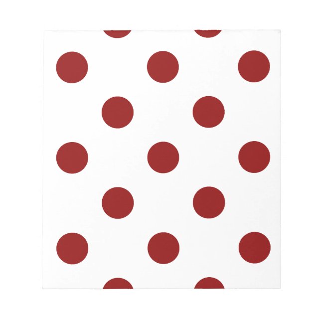 Large Polka Dots - Dark Red on White Notepad (Front)