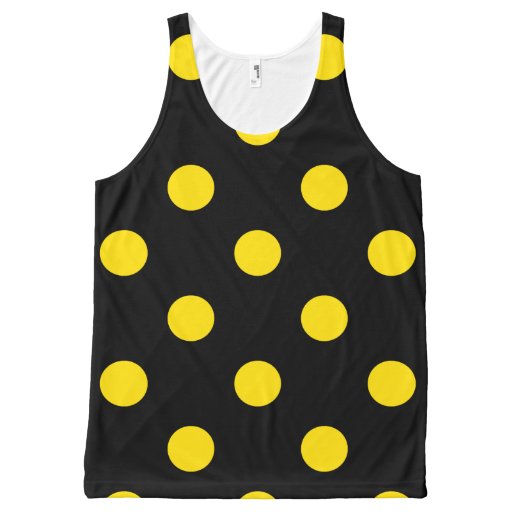 Image of Large Polka Dots - Golden Yellow on Black All-over Print Tank Top