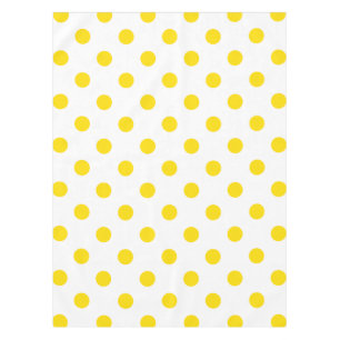 Large Polka Dots - Golden Yellow on White Tablecloth
