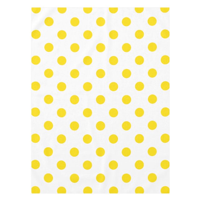 Large Polka Dots - Golden Yellow on White Tablecloth (Front)