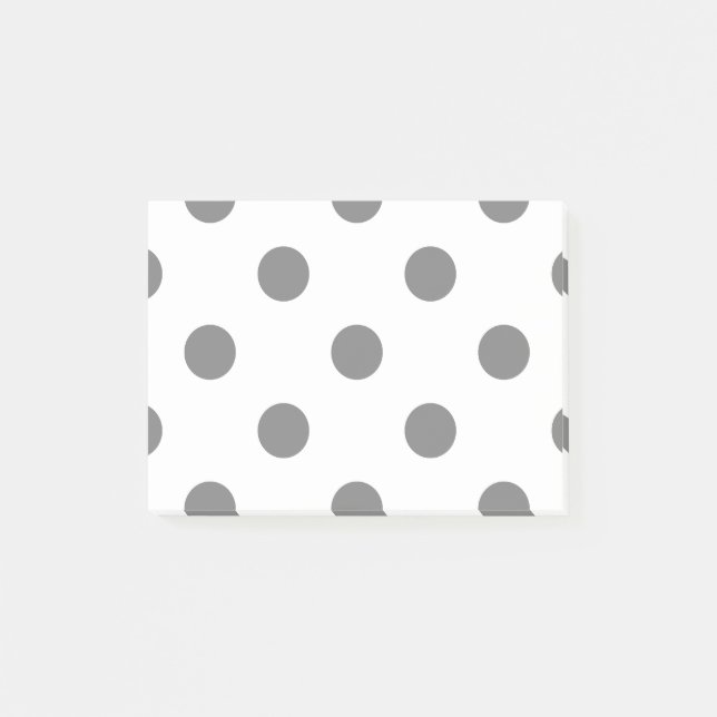 Large Polka Dots - Grey on White Post-it Notes (Front)