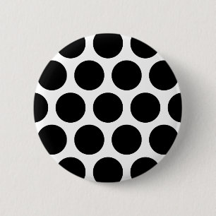 Large Polka Dots Pattern: Black & White 6 Cm Round Badge