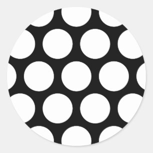 Large Polka Dots Pattern: Black & White Classic Round Sticker