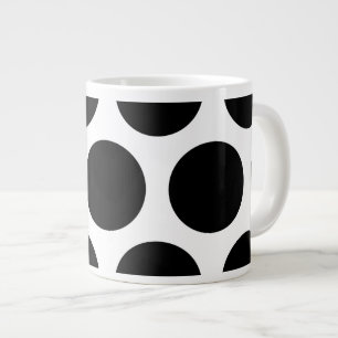 Large Polka Dots Pattern: Black & White Large Coffee Mug
