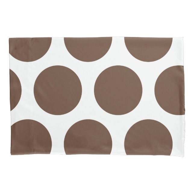 Large Polka Dots Pattern: Dark Brown Pillowcase (Front)