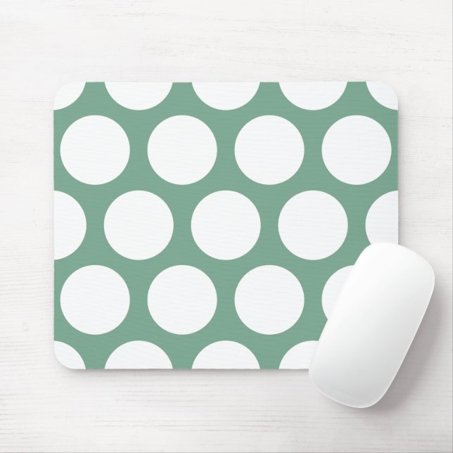 Large Polka Dots Pattern: Seafoam Green Mouse Mat (With Mouse)