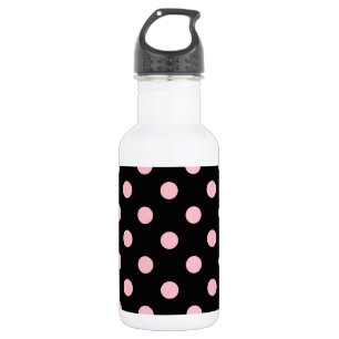 Large Polka Dots - Pink on Black 532 Ml Water Bottle
