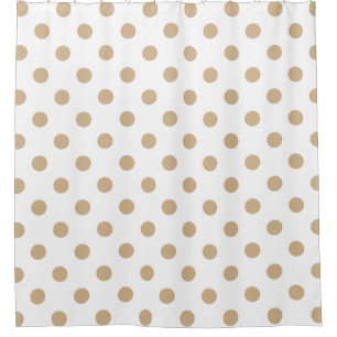 Large Polka Dots - Tan on White Shower Curtain