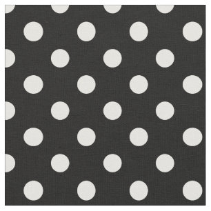 Large Polka Dots - White on Black Fabric
