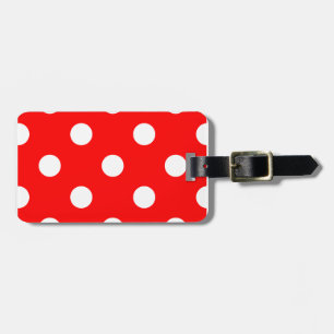 Large Polka Dots - White on Red Luggage Tag