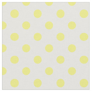 Large Polka Dots - Yellow on White Fabric
