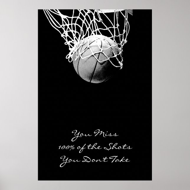 Large Pop Art Motivational Quote Basketball Poster (Front)